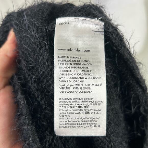 Calvin Klein Black Fuzzy Acrylic Cotton Sweater Large Oversize Business Casual - Picture 4 of 6